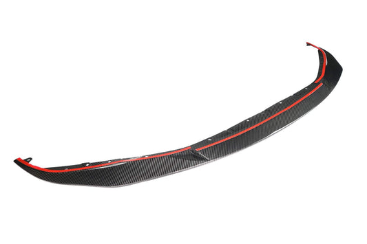 Carbon fiber front lip close-up detail on BMW G82 M4