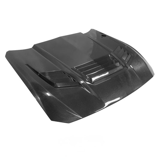 Shelby style carbon fiber hood for 2024+ Ford Mustang S650 Gen7, gloss finish, Los Reyes Performance
