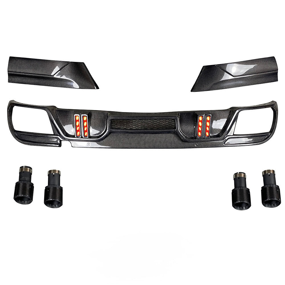 LD Style Carbon Fiber Rear Diffuser & 4 Exhaust Tips & LED Brake Light For BMW F96 X6M 2019-2023 Los Reyes Performance