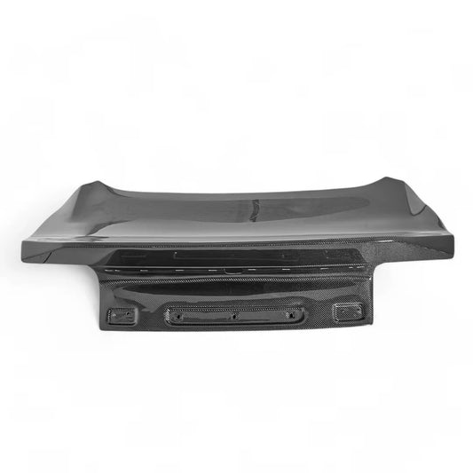 Ducktail style carbon fiber trunk lid for 2024+ Ford Mustang S650 rear angle, Los Reyes Performance