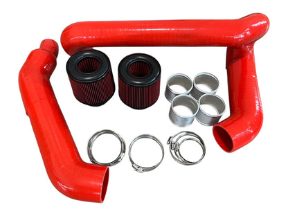 LRP silicone front mount intake installed behind grille on BMW G80 M3