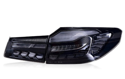 LRP smoked GTS OLED LED tail lights on rear of BMW F90 M5