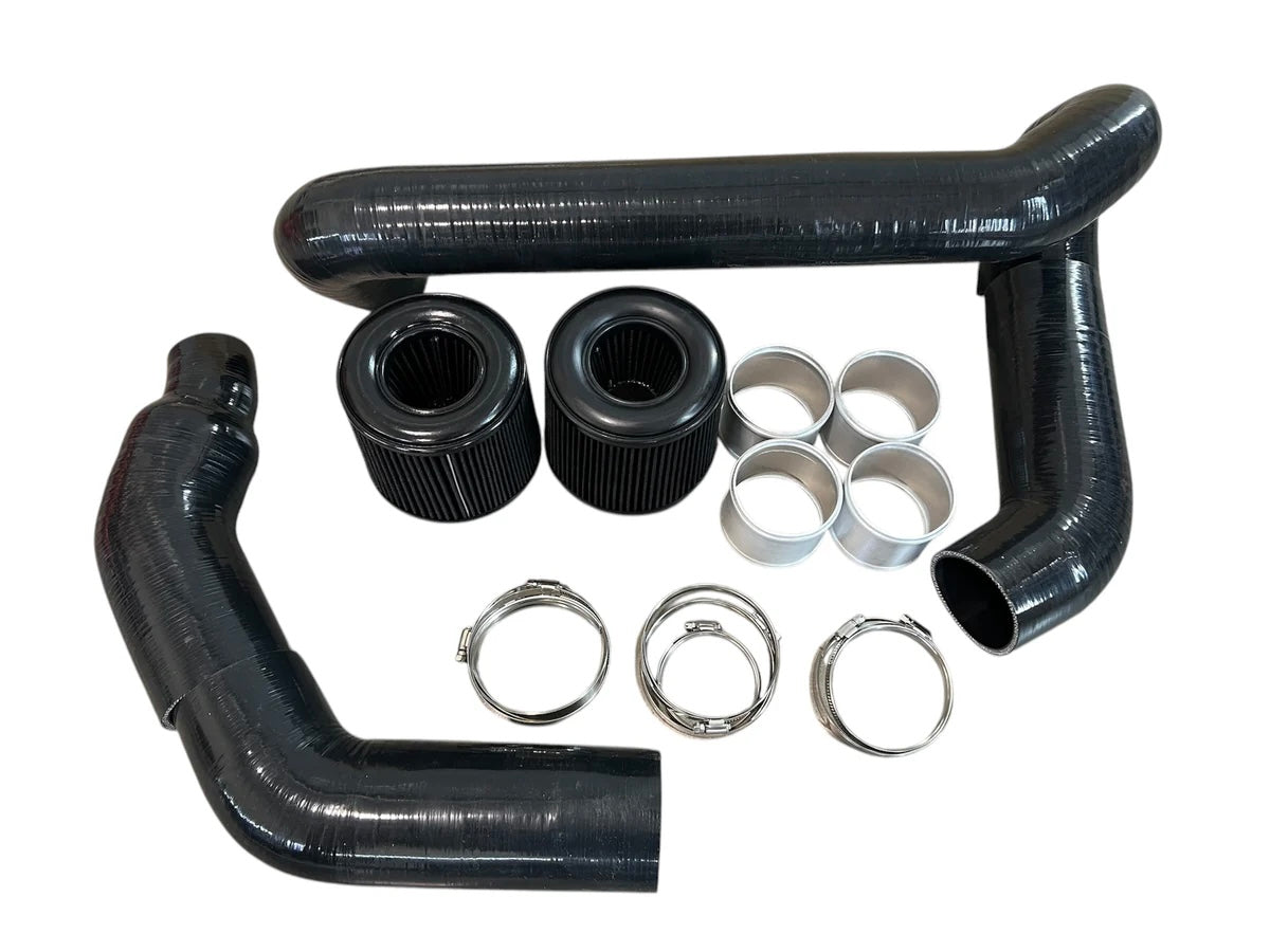 Close-up of silicone intake piping for BMW G87 M2 S58 engine